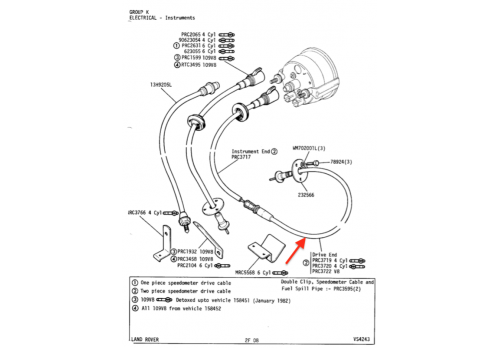 Lower Speedo Cable Series 3 Stage 1 V8 PRC3722