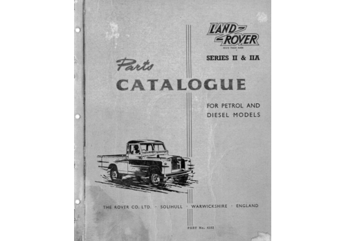 Land Rover Series 2 2a Parts Catalogue October 1961 4187 TP199C